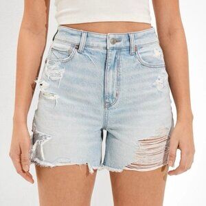 American Eagle Mom Short Distressed Light Wash Jean Denim Shorts Size 4